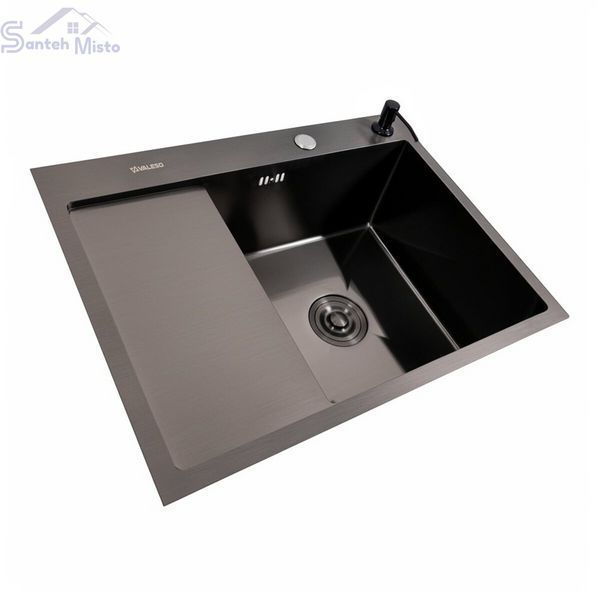 Кухонная мойка CM 65*50 R черная PVD VALESO Handmade (круглый сифон 3,0/0,8) 45902 фото
