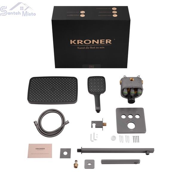 Душова система прихованого монтажу термостатична Kroner Element Thermo 211462-5301 CV036830 фото