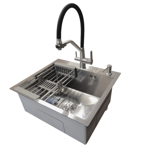 Комплект кухонной мойки Kraft HM 5448 DECOR (3.0/1.0 мм) SM833 фото