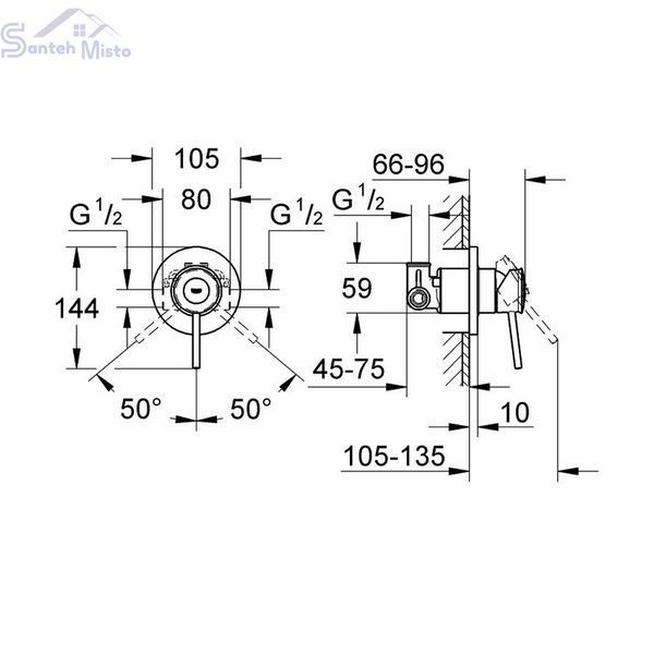 Змішувач прихованого монтажу для душу Grohe BauClassic 29048000 CV034417 фото