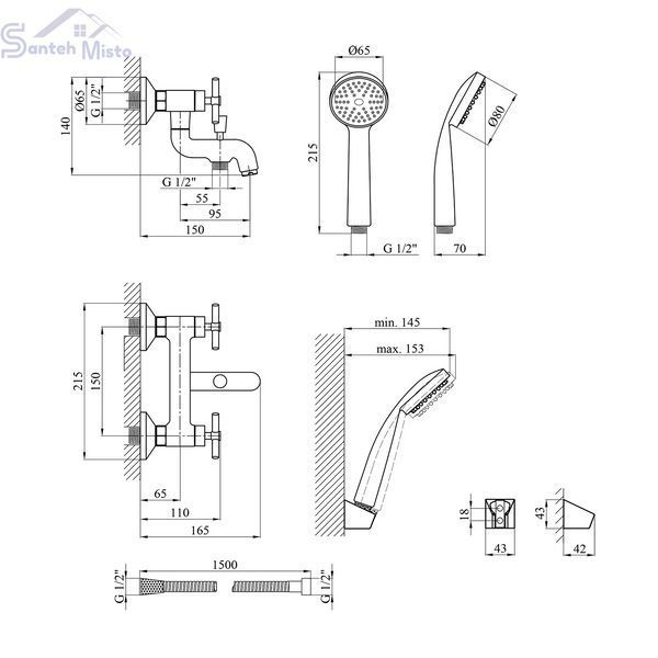 Змішувач для ванни Kroner KRM Aller - C060 CV012062 фото