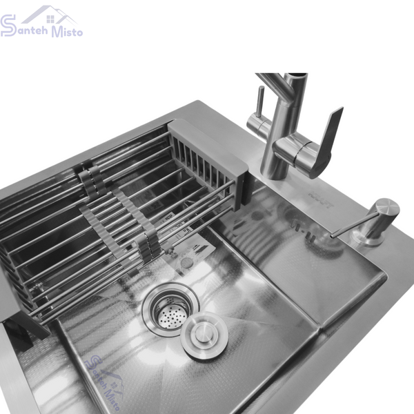 Комплект кухонної мийки Kraft KRF 5448 DECOR (3.0/1.0 мм) SM833 фото