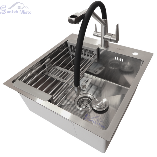 Комплект кухонної мийки Kraft KRF 5448 DECOR (3.0/1.0 мм) SM833 фото