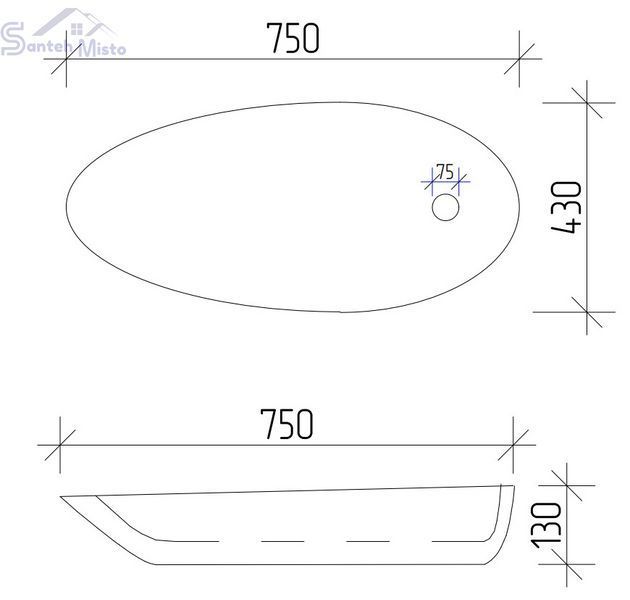 Умывальник (раковина) VBI TRENTO 75 WHITE накладной VBI-011903 фото