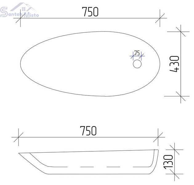 Умывальник (раковина) VBI TRENTO 75 WHITE накладной VBI-011903 фото