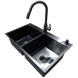 Комплект кухонної мийки Kraft NANO BLACK PVD - 7848 HM PVD (3.0/1.0 мм) Decor SM6007 фото 3