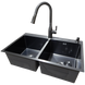Комплект кухонної мийки Kraft NANO BLACK PVD - 7848 HM PVD (3.0/1.0 мм) Decor SM6007 фото 1