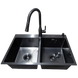 Комплект кухонної мийки Kraft NANO BLACK PVD - 7848 HM PVD (3.0/1.0 мм) Decor SM6007 фото 2