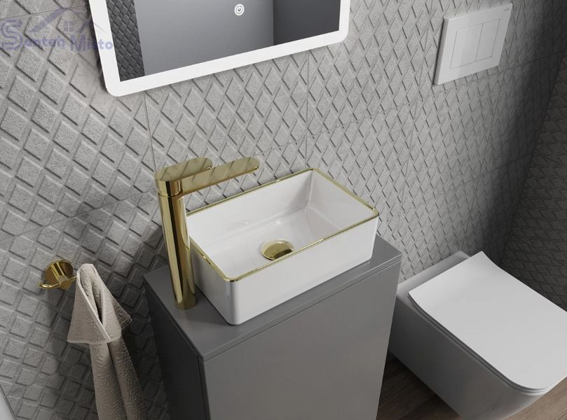Умивальник (раковина) MEXEN NADIA 36 WHITE GOLD EDGE накладний MEX-21613605 фото