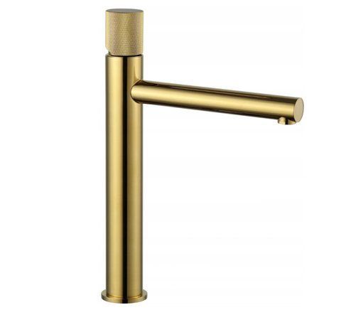 Змішувач для раковини (умивальника) MEXEN ELBA ONE GOLD золотий високий MEX-74111-50 фото
