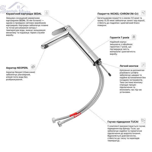Змішувач для раковини Kroner Element 211111-0101 CV035942 фото