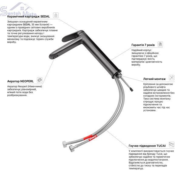 Змішувач для раковини Kroner Element 211111-5301 CV035943 фото