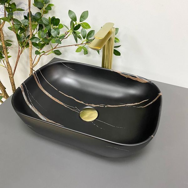 Умивальник (раковина) VBI RAVENNA BLACK STONE MATT накладний VBI-011214 фото