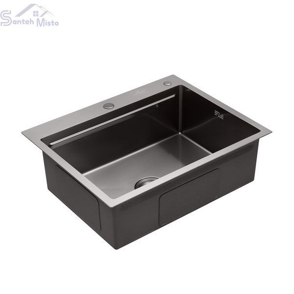Кухонна мийка Kroner KRP Schwarze - 6350HM PVD (3.0/1.0 мм) CV031453 фото