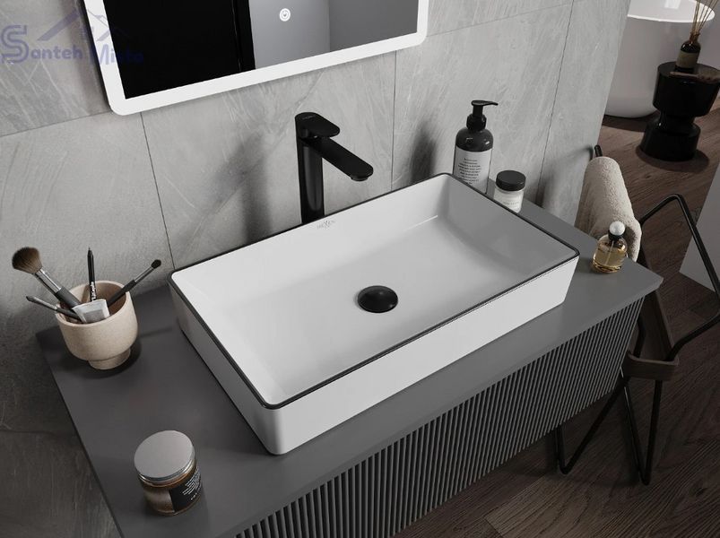 Умывальник (раковина) MEXEN NADIA 60 WHITE BLACK EDGE накладной MEX-21616007 фото