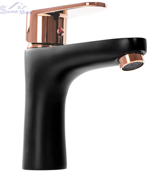 Змішувач для раковини (умивальника) REA MILD BLACK ROSE GOLD низький REA-B4807 фото