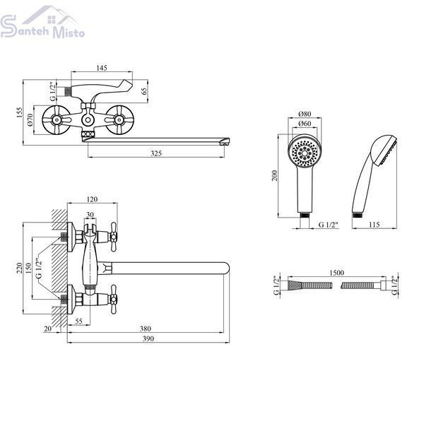Смеситель для ванны Kroner KRP Royce - C070 CV029047 фото