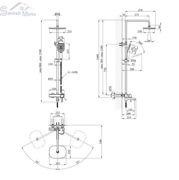 Душевая система Kroner KRP Essen - W063 CV024318 фото