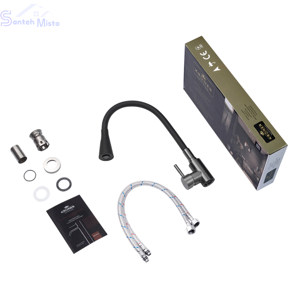 Комплект кухонної мийки KRAFT Handmade PVD чорна HS 5050 (3.0/1.0 мм) Dekor SM614 фото