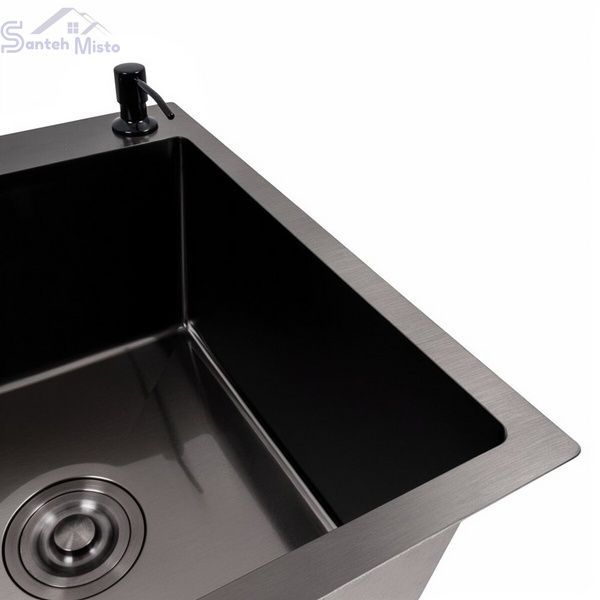 Кухонна мийка CM 65*50 R PVD чорна VALESO Handmade 3.0/1.0 44562 фото
