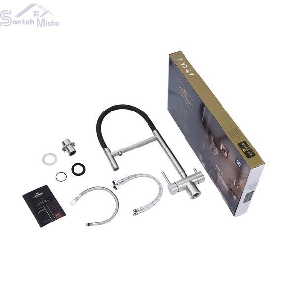 Змішувач для кухні з підключенням до фільтра Kroner KRP Edelstahl Klassisch - ESG03815BLK CV027933 фото