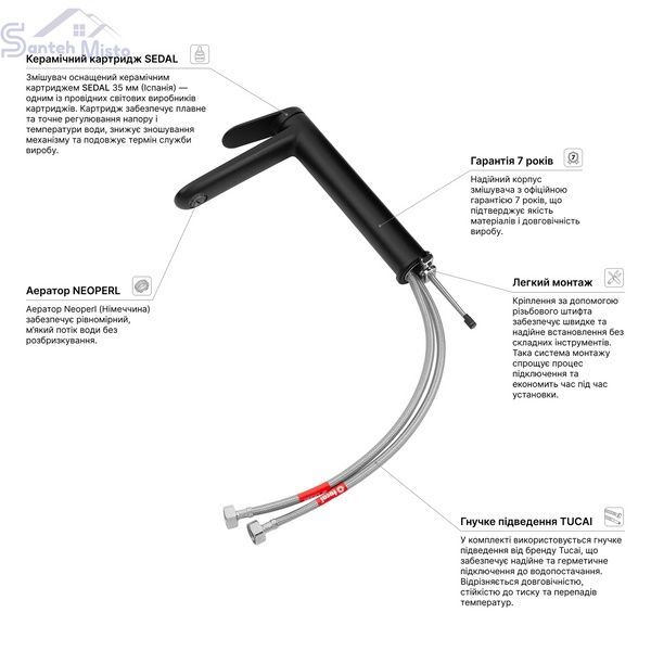 Змішувач для раковини Kroner Element 211111-3801 CV035944 фото