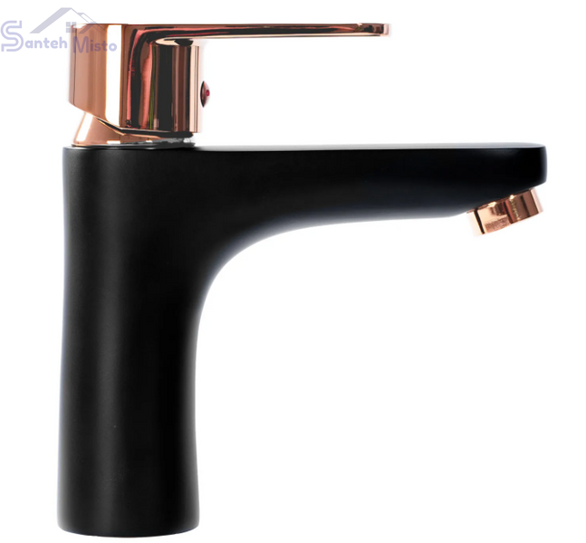 Змішувач для раковини (умивальника) REA MILD BLACK ROSE GOLD низький REA-B4807 фото
