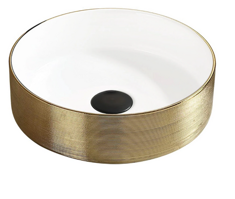Умывальник (раковина) MEXEN CLARISA BRUSHED GOLD WHITE накладной MEX-22073655 фото