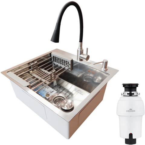Комплект кухонной мойки Kraft HM 5448 DECOR (3.0/1.0 мм)+(Измельчитель Kroner - 550W) SM7502 фото