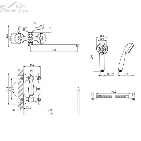 Змішувач для ванни Kroner KRP Royce - C072 CV029048 фото