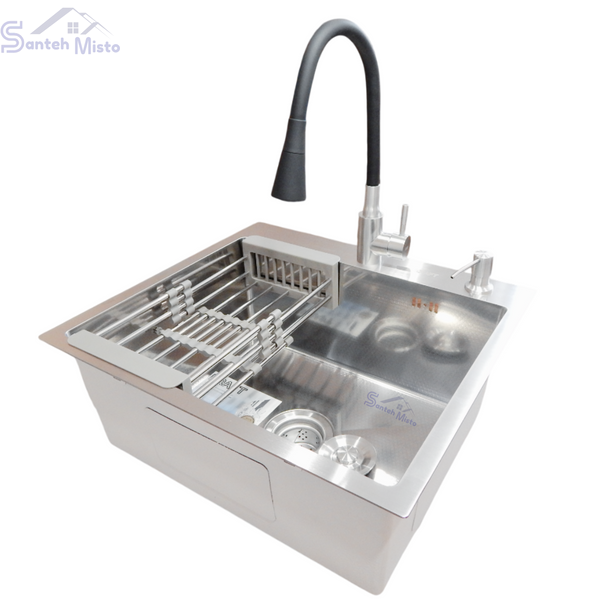 Комплект кухонної мийки Kraft KRF 5448 DECOR (3.0/1.0 мм)+(Подрібнювача Kroner - 550W) SM7502 фото