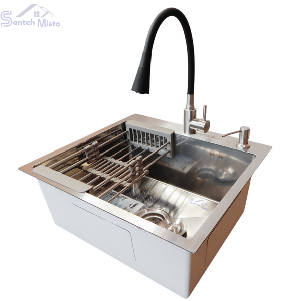 Комплект кухонної мийки Kraft KRF 5448 DECOR (3.0/1.0 мм)+(Подрібнювача Kroner - 550W) SM7502 фото