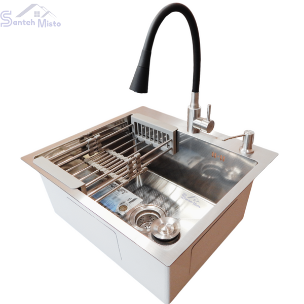 Комплект кухонної мийки Kraft KRF 5448 DECOR (3.0/1.0 мм)+(Подрібнювача Kroner - 550W) SM7502 фото