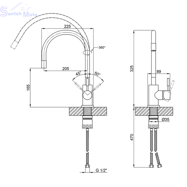 Комплект кухонной мойки Kraft Handmade HS R 780х480 (3.0/1.0 мм) SM2300 фото