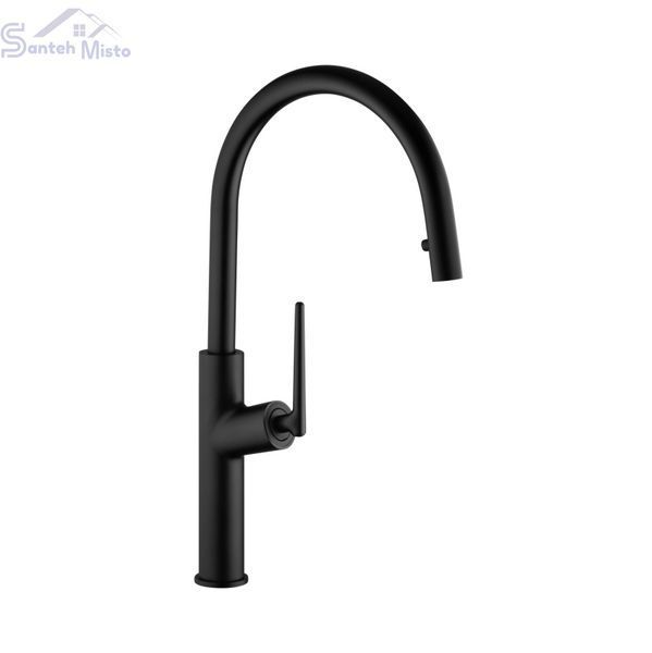 Змішувач латунний для кухні з висувним виливом Pllen&oacute; Lazio ST06 nero SM430006 фото