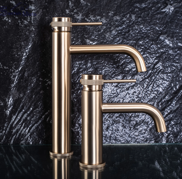 Змішувач для раковини (умивальника) REA LUNGO GRIP BRUSHED GOLD високий REA-B6896 фото