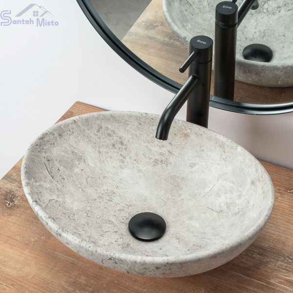 Умывальник (раковина) REA SOFIA LIGHT STONE MATT серый накладной REA-U0165 фото