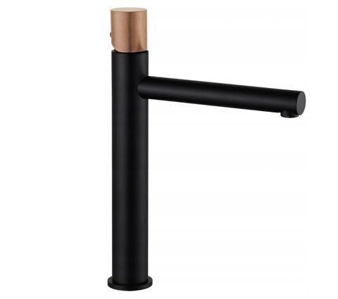 Змішувач для раковини (умивальника) MEXEN ELBA ONE BLACK ROSE GOLD високий MEX-74111-76 фото