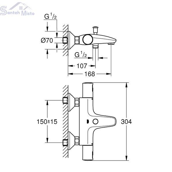 Смеситель термостатический для ванны Grohe QuickFix Precision Start 345982430 CV032186 фото