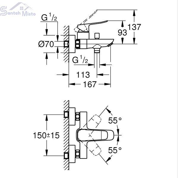 Змішувач для ванни Grohe QuickFix Dice 1018720000 CV036208 фото