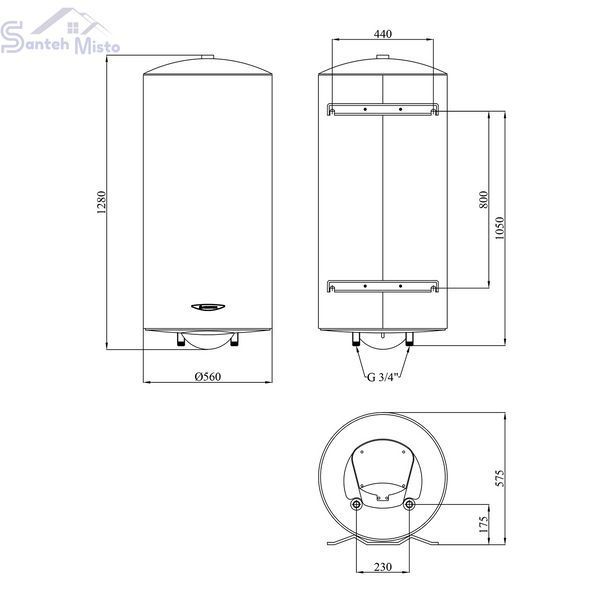 Водонагрівач Ariston ARI 200 VERT 560 THER MO EU з мокрим ТЕНом 3000327 CV034042 фото