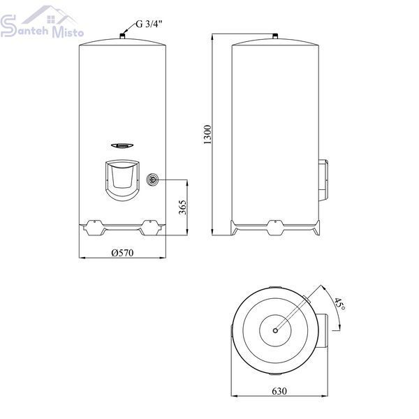 Водонагрівач Ariston INITIO XP 200 STAB 570 MO EU з мокрим ТЕНом 3000595 CV034043 фото