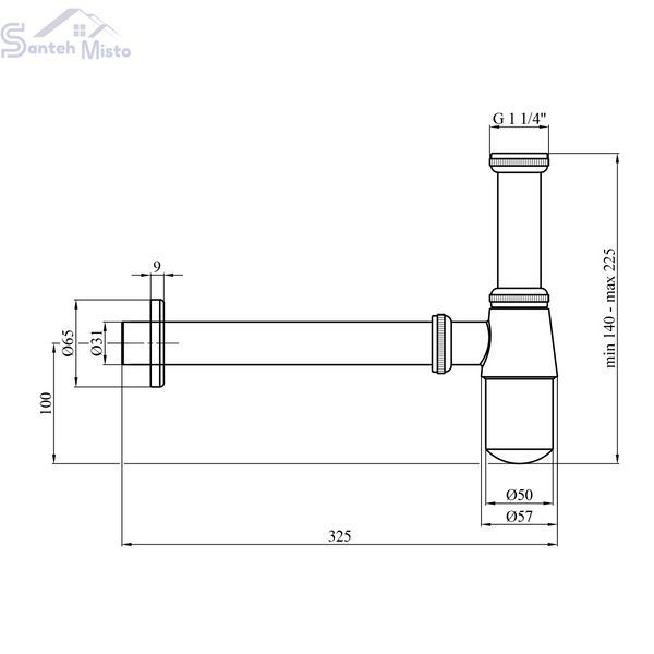 Сифон для раковины Kroner KRM - C965 1 1/4" без выпуска CV022947 фото