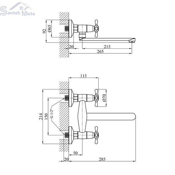 Смеситель для кухни настенный Kroner KRP Royce - C040 CV029051 фото