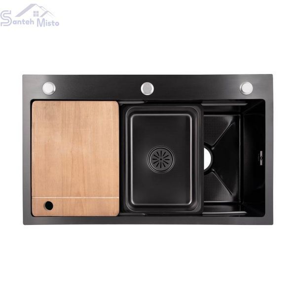 Lidz Handmade H7545B Мийка для кухні інтегрована Decor Black PVD Honeycomb 3,0/1,0 мм LDH7545BDECPVD48373 SD00054497 фото