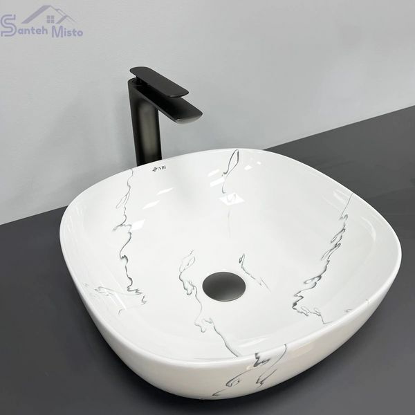 Умивальник (раковина) VBI BERGAMO S MARMO GLOSSY накладний VBI-012502 фото