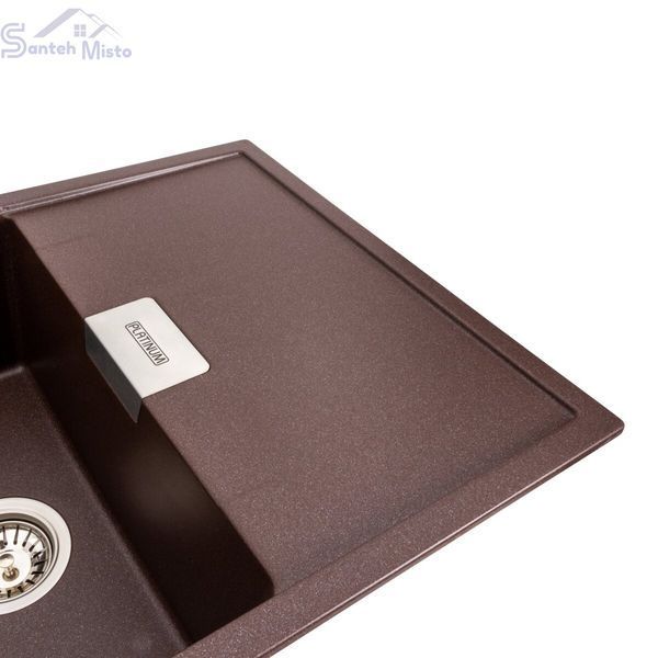 Гранітна мийка для кухні Platinum 8650 DIAMOND матова (мокко) 39822 фото