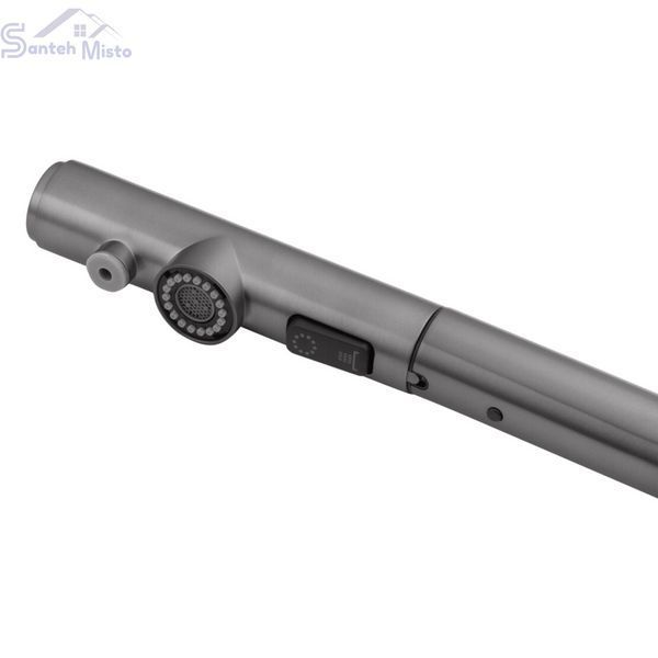 Комплект кухонной мойки Kraft NANO BLACK PVD 600х450мм (3.0/1.0 мм)+Смеситель для кухни Kroner KRP Kuche - GRP03839 PVD Графит с висувним шлангом SM6088 фото