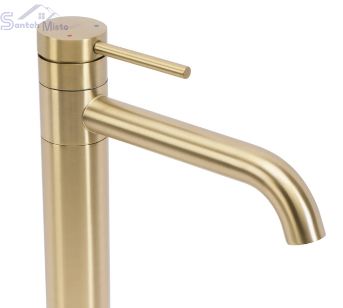 Смеситель для раковины (умывальника) REA LUNGIS BRUSHED GOLD высокий REA-B6101 фото