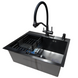 Комплект кухонной мойки Kraft NANO BLACK PVD-Графіт HS60*45 (3.0/1.0 мм) декор SM8540 фото 1